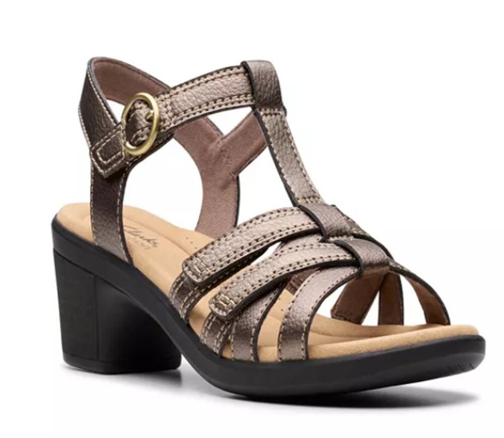 Clarks Emily2 Rose Shoes Women's Size 9.5W Bronze Strappy Heel Sandals New Box